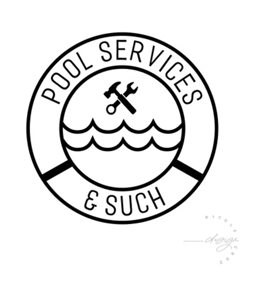 Pool Services and Such logo in black and white